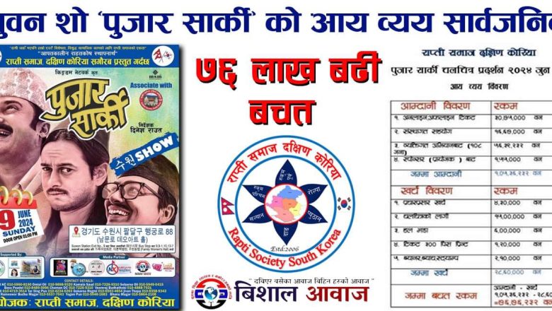 सुवन शो  “पुजार सार्की” को आय व्यय सार्वजानिक,७६ लाख वढि बचत