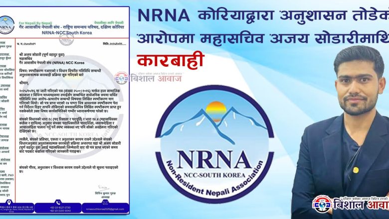 NRNA कोरियाद्वारा आचारसंहिता उल्लङ्घन गरी अनुशासन तोडेको आरोपमा महासचिव अजय सोडारीमाथि कारबाही